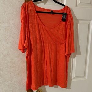 Lane Bryant Vibrant Orange Blouse 22/24 NWT.